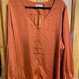 Ava and Viv Orange 3X Blouse NWOT